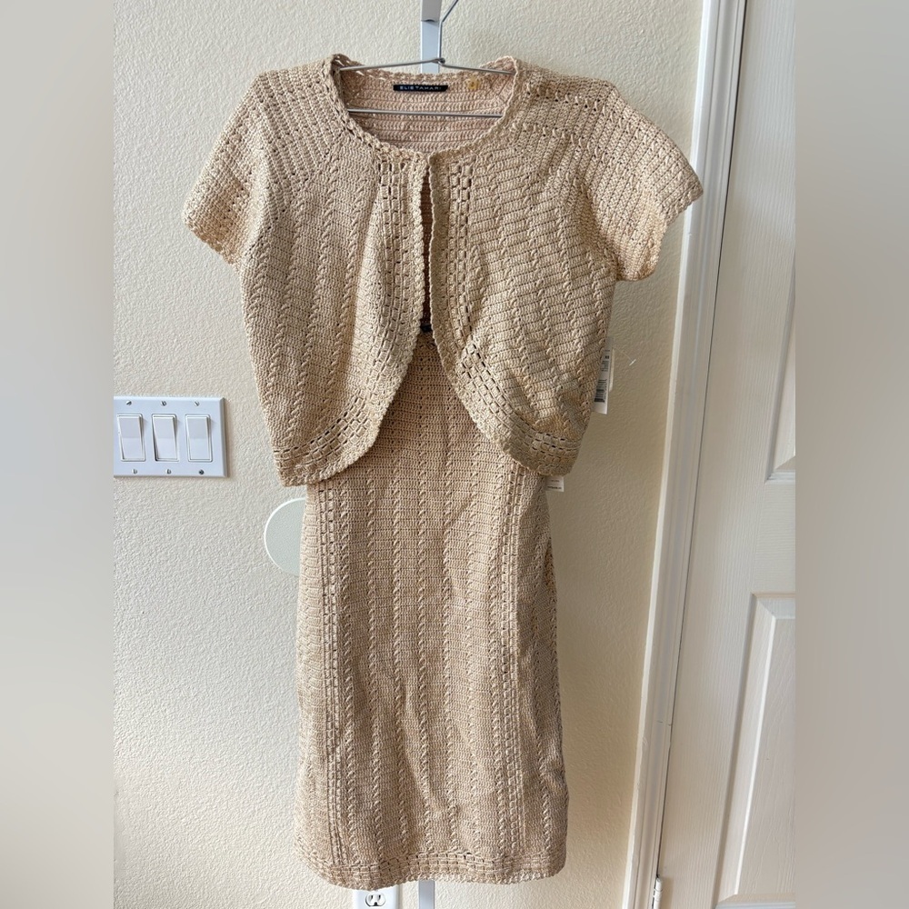 NWT - Elie Tahari Minka Bolero and Patty Dress Set in Gold - Size XS